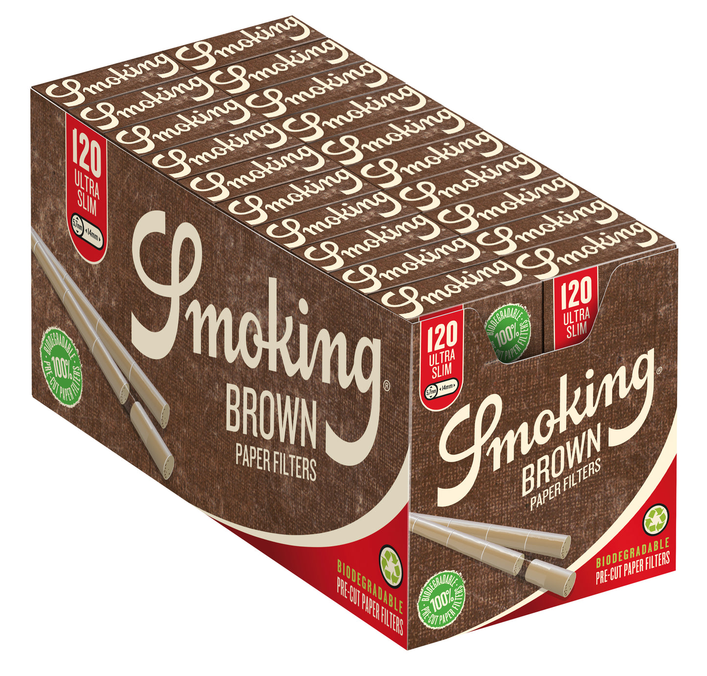 SMOKING PRE-CUT FILTERS, ULTRA SLIM BROWN