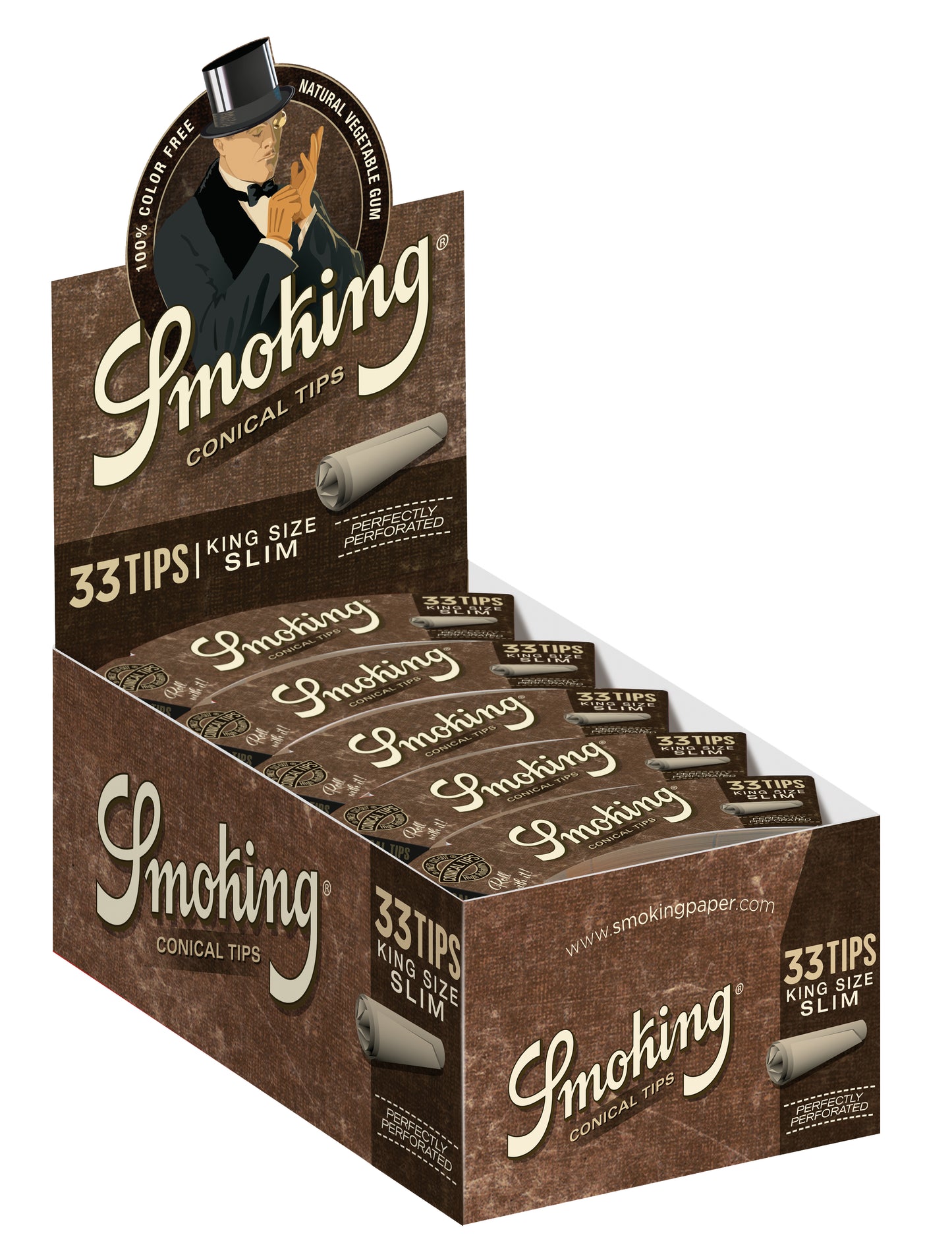 SMOKING CONICAL TIPS, KING SIZE SLIM BROWN