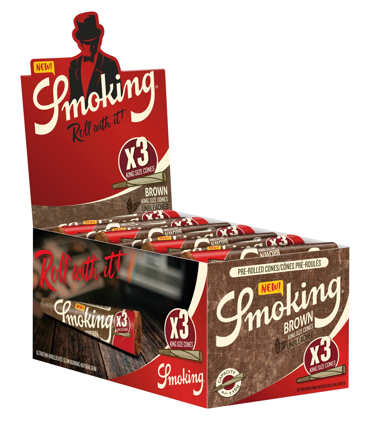 SMOKING CONES 3 STK, TUBEPACK BROWN
