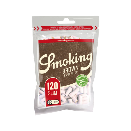 SMOKING PRE-CUT FILTERS, SLIM BROWN