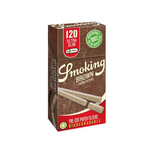 SMOKING PRE-CUT FILTERS, ULTRA SLIM BROWN